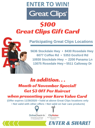 Enter to Win Great Clips Contest November Haircut Special Kern